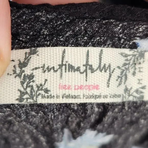 Intimately Free People Bali Wild Daisy Slip Black Ruffle Baby-doll Dress Women M - Picture 3 of 9